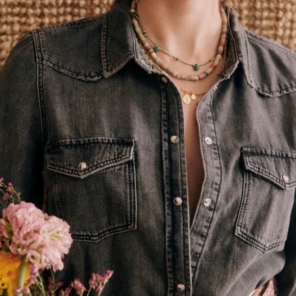 Sezane Servanne Shirt Bleached black, french size 32 (0) - Picture 2 of 8